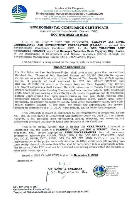Environmental Compliance Certificate (ECC) in the Philippines .